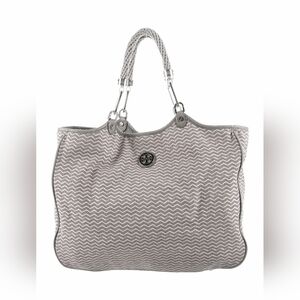 Tory Burch Designer Kerrington Nautical Rope Zig Zag Tote Purse Handbag